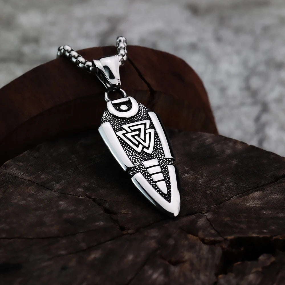 Viking Odin's Spear Gunnier Titanium Steel Personalized Double Sided Rune Pendant