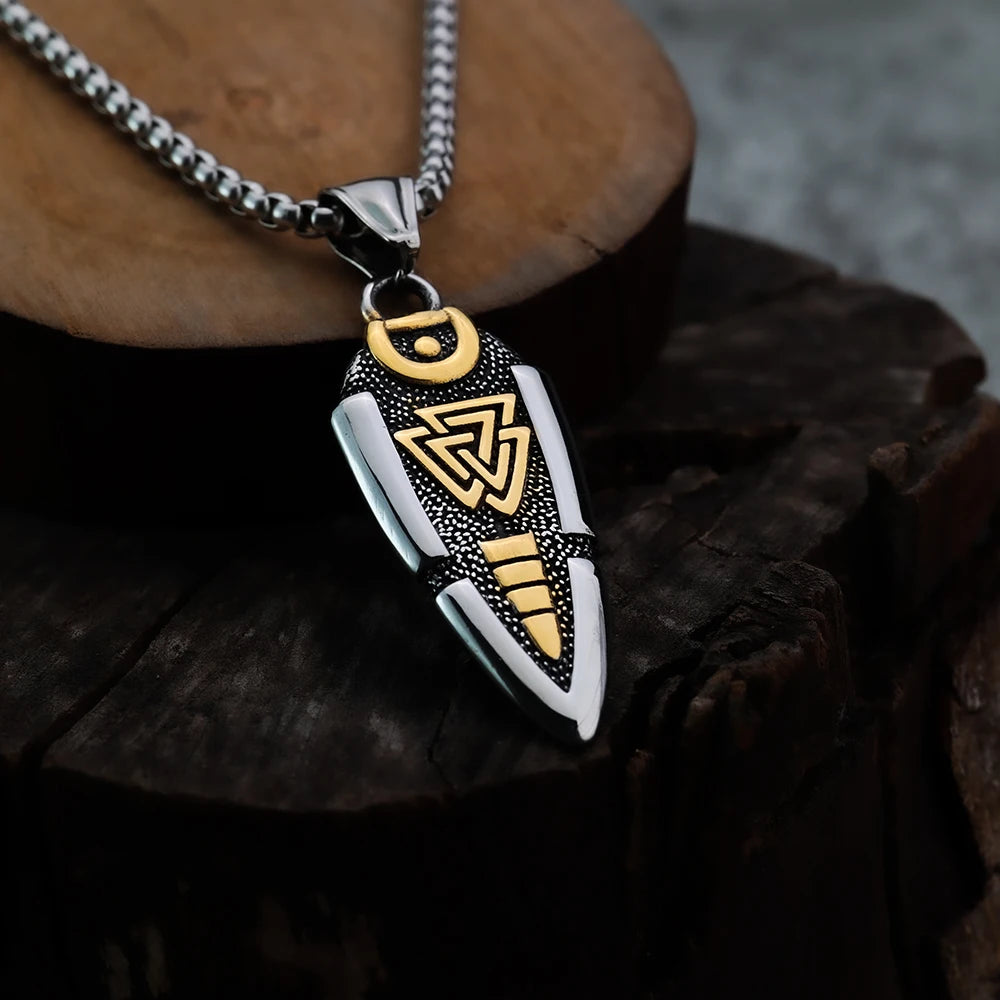 Viking Odin's Spear Gunnier Titanium Steel Personalized Double Sided Rune Pendant