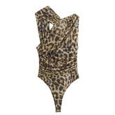 Vintage Women Irregular Leopard Bodysuits