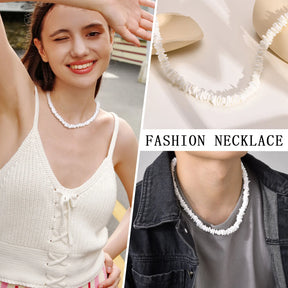 Natural Square Irregular Shell Beaded Chain Necklaces