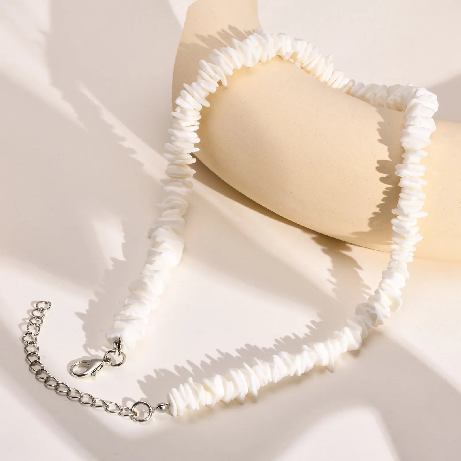 Natural Square Irregular Shell Beaded Chain Necklaces