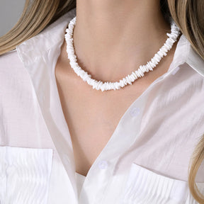 Natural Square Irregular Shell Beaded Chain Necklaces