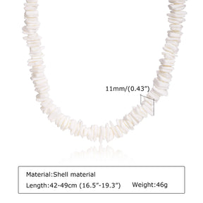 Natural Square Irregular Shell Beaded Chain Necklaces