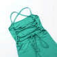 Backless Bandage Slit Dress Knitted Fabric Solid Color Strap Long Dress
