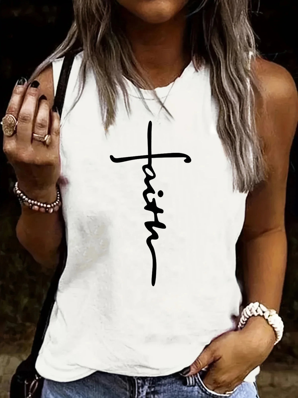 cross faith  Print Large Sleeveless Loose Tank Top T-shirt