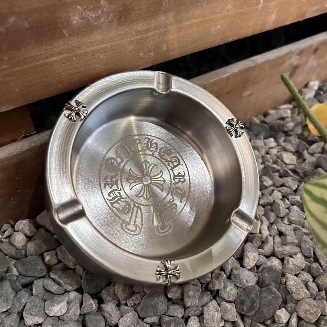Chrome Hearts-Style Cross Stainless Steel Ashtray