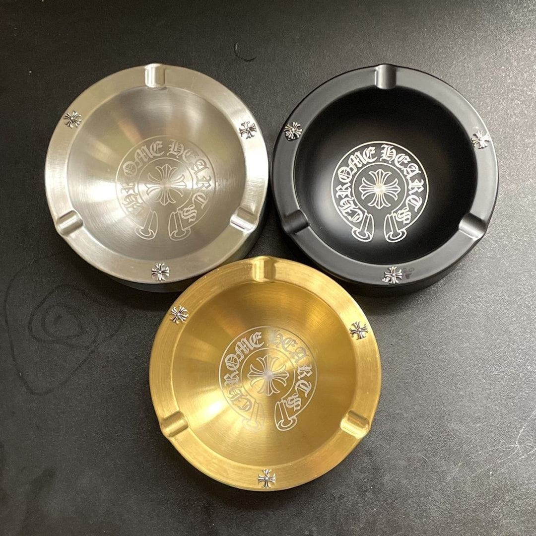 Chrome Hearts-Style Cross Stainless Steel Ashtray