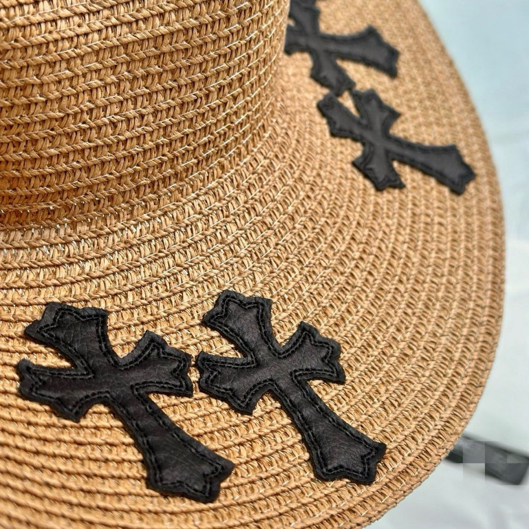 Chrome Hearts Embellished Raffia Vacation Straw Hat