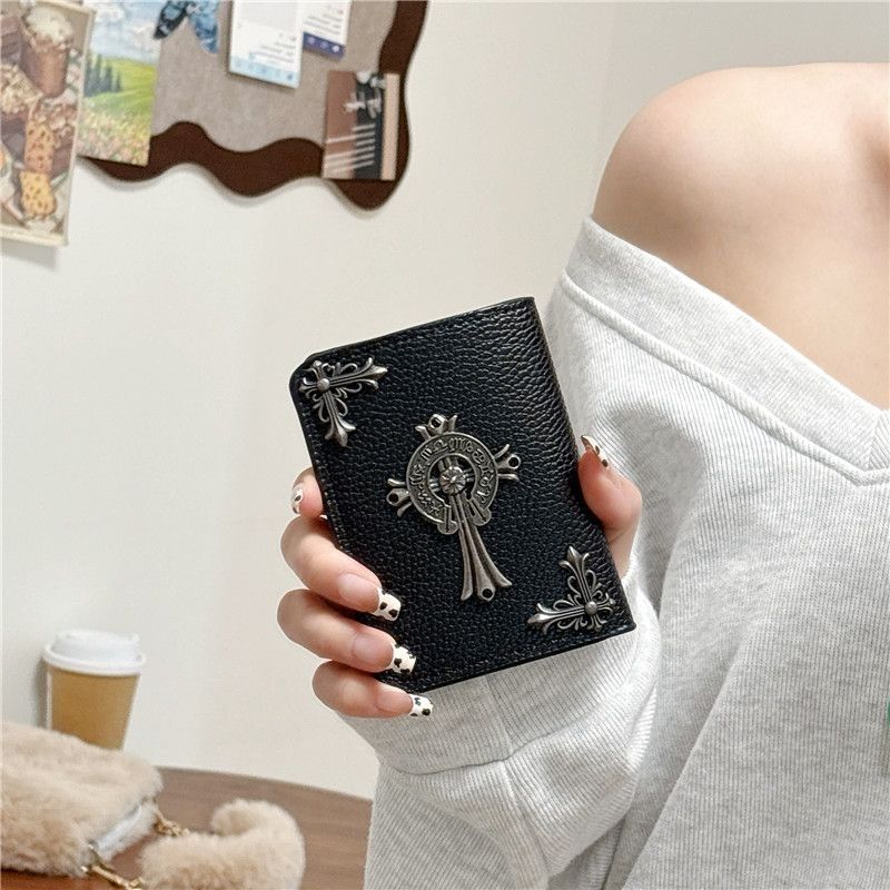 Chrome Hearts Litchi-Grain Leather Wallet with Cross Motif
