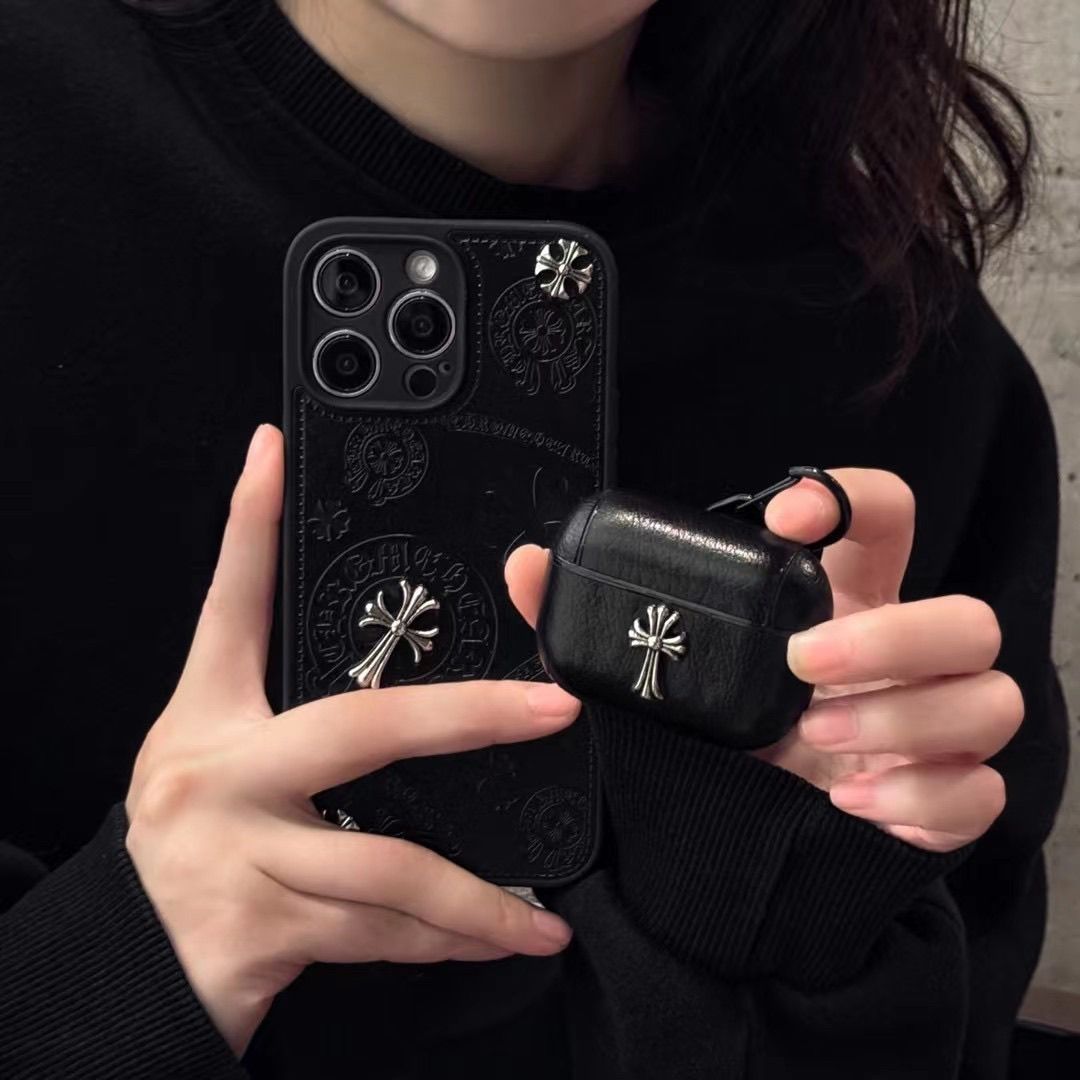 Chrome Hearts Black Bluetooth Earphone Protective Case