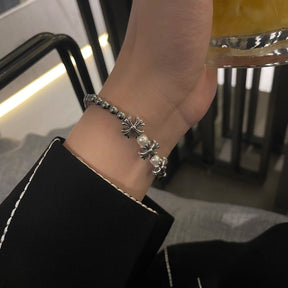 chrome hearts cross flower bracelet