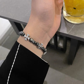 chrome hearts cross flower bracelet