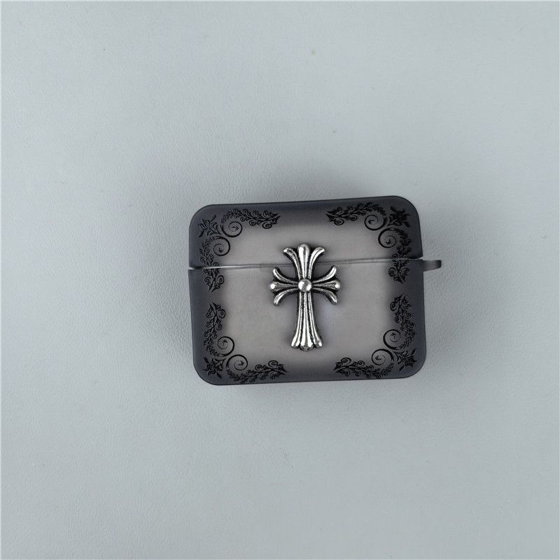 Chrome Hearts Gray Pattern Cross Earphone Protective Case
