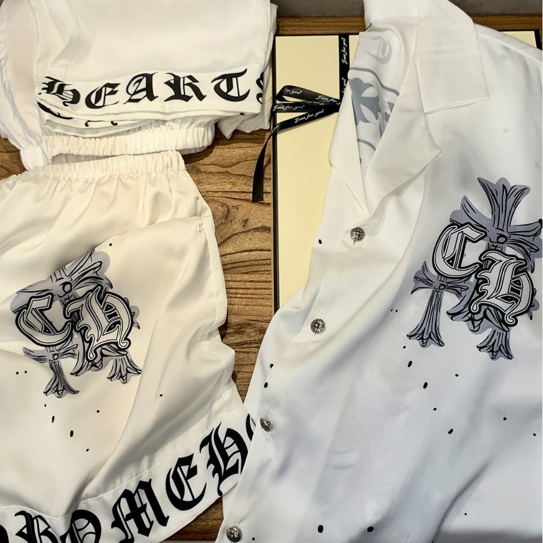 Chrome Hearts-Inspired Ink-Style Print "Ice Silk" Pajamas
