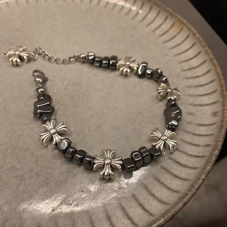 chrome hearts cross flower bracelet