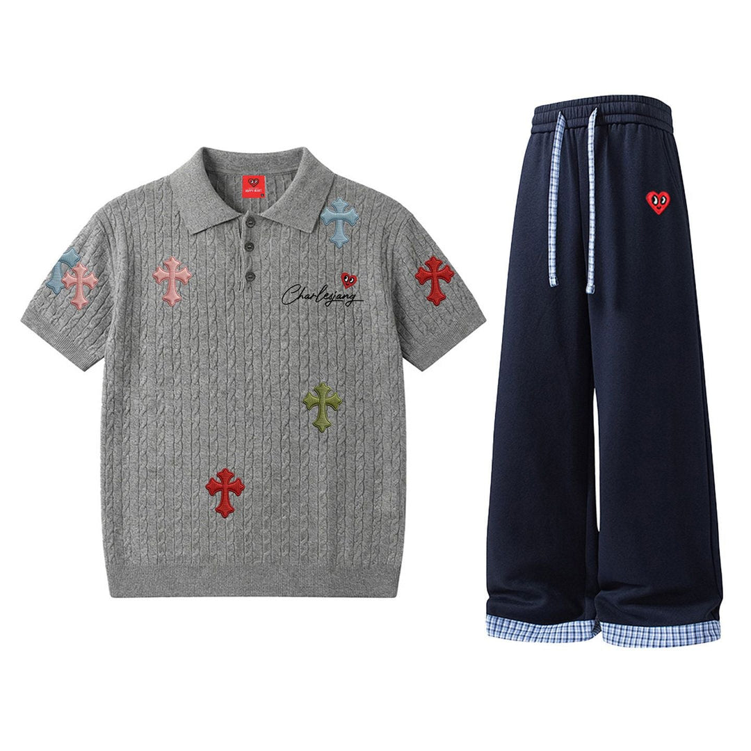 Chrome Hearts HAPPY HEART Polo Shirt with Trousers