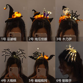 Halloween witch hat pumpkin lantern skull claws headband