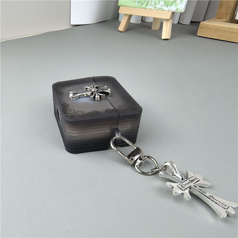 Chrome Hearts Gray Pattern Cross Earphone Protective Case