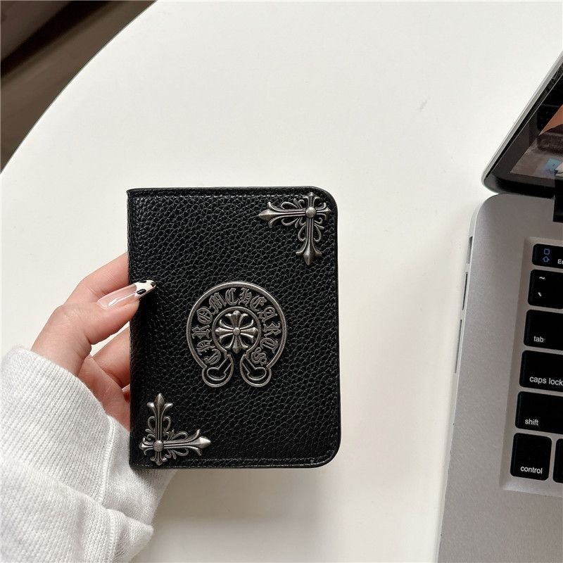 Chrome Hearts Litchi-Grain Leather Wallet with Cross Motif