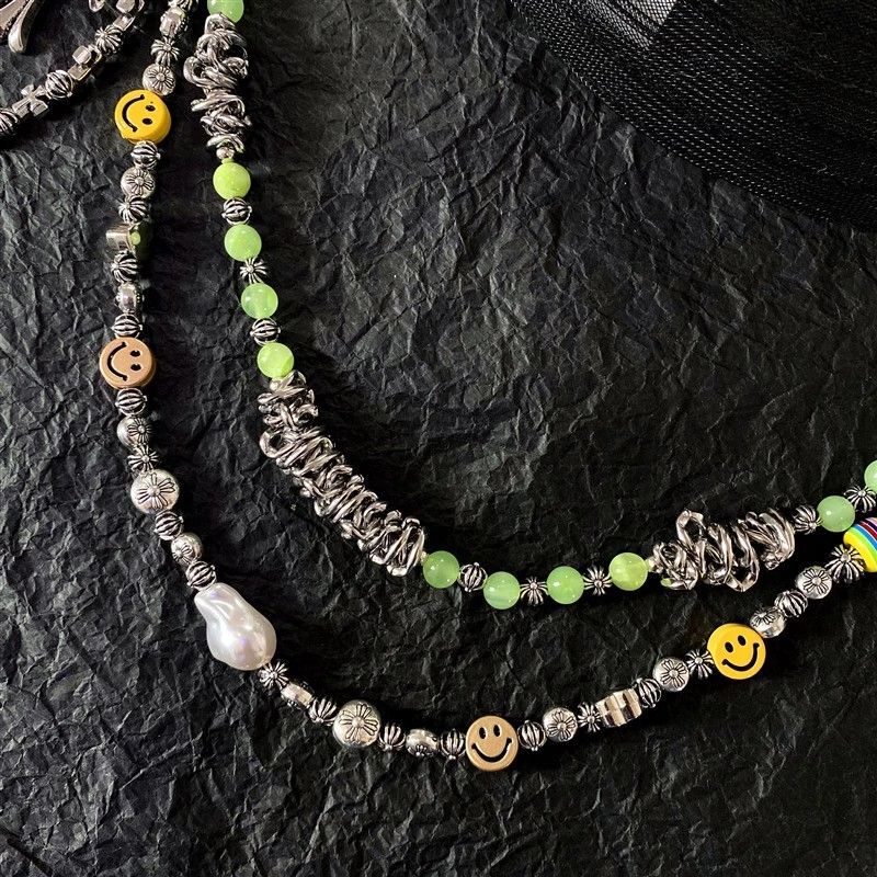 smiley face cross acrylic bead chain