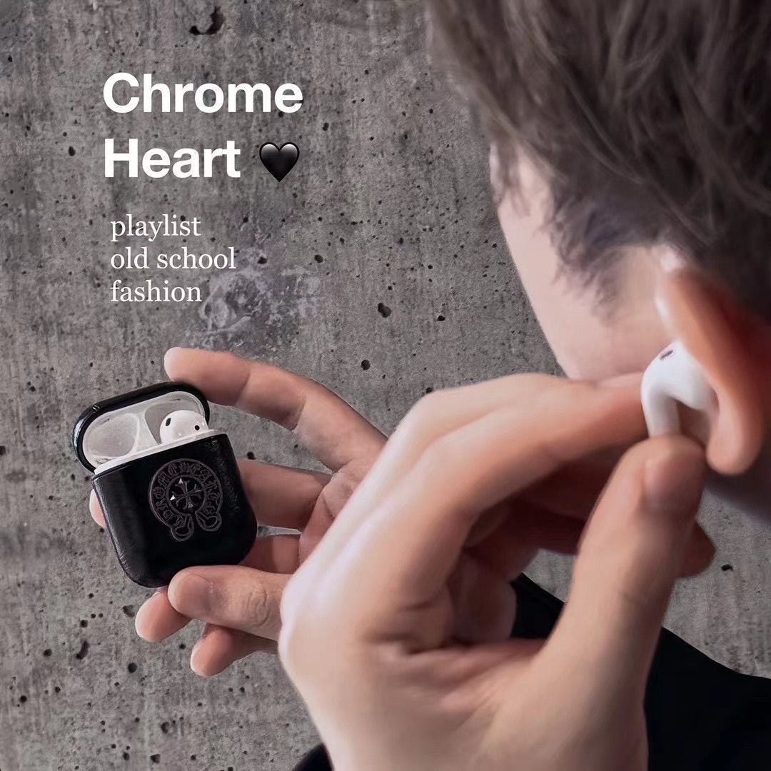 Chrome Hearts Black Bluetooth Earphone Protective Case
