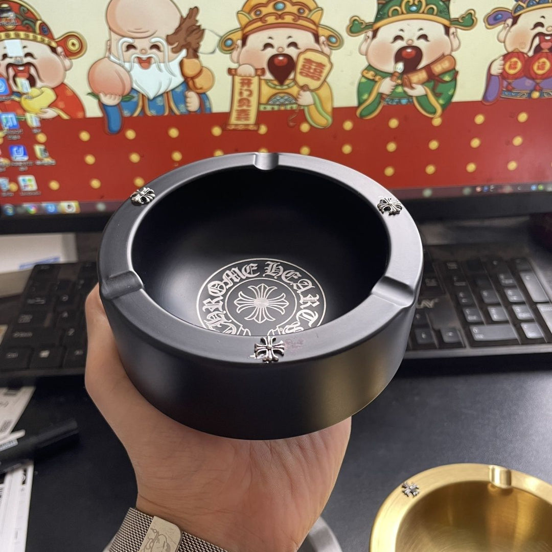 Chrome Hearts-Style Cross Stainless Steel Ashtray