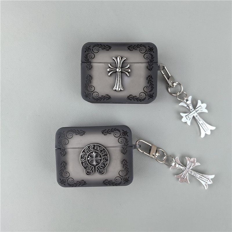 Chrome Hearts Gray Pattern Cross Earphone Protective Case