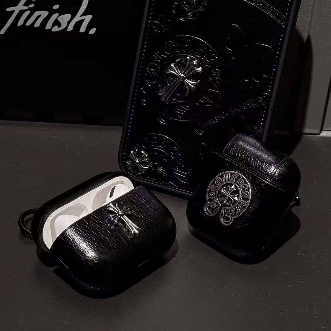 Chrome Hearts Black Bluetooth Earphone Protective Case