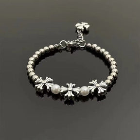 chrome hearts cross flower bracelet