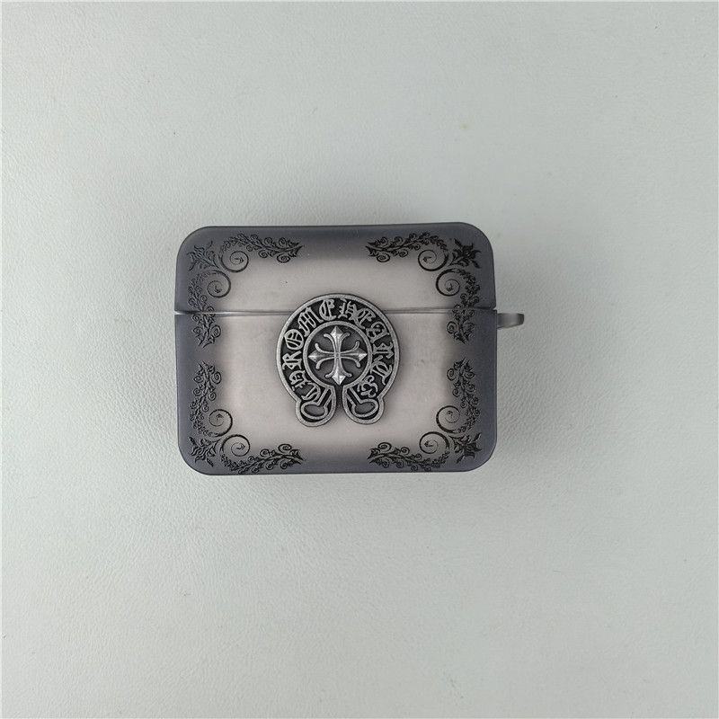 Chrome Hearts Gray Pattern Cross Earphone Protective Case