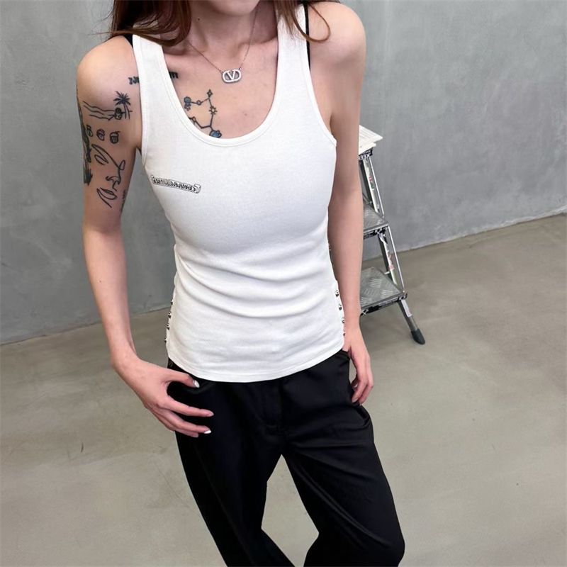 Chrome Hearts-Inspired Tank Top Triple Cross & Sanskrit Design