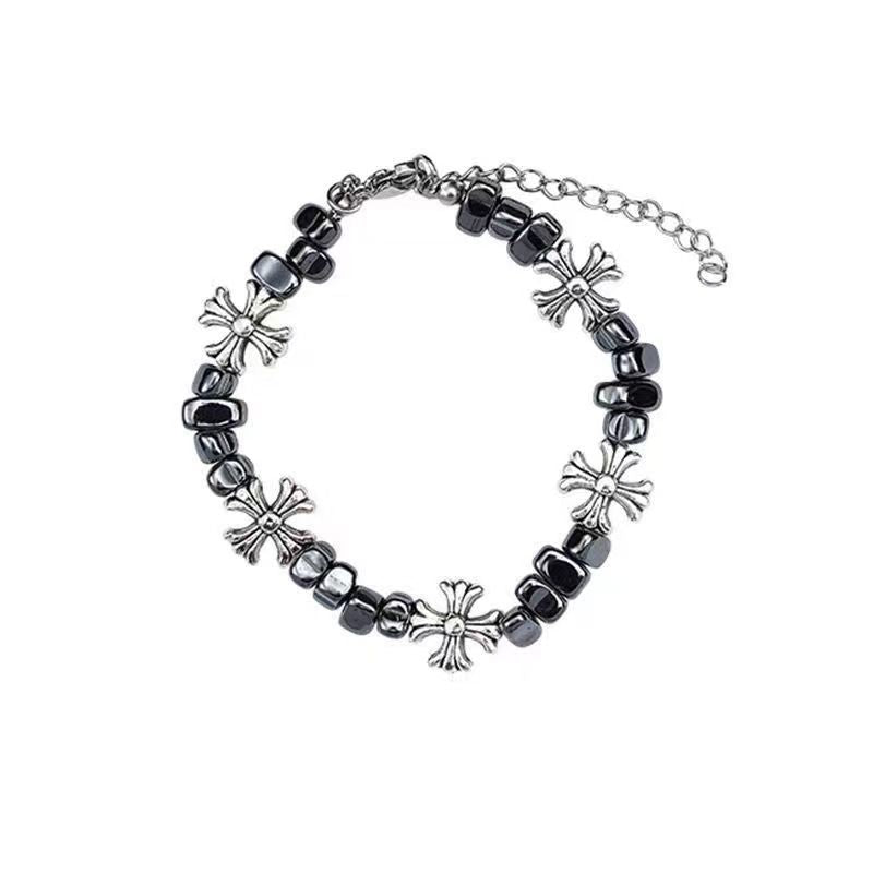 chrome hearts cross flower bracelet