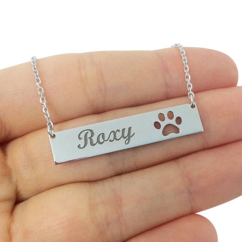 dog name necklace Custom Bar Necklace