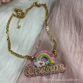 Personalized Rainbow Acrylic Name Necklace For Kids