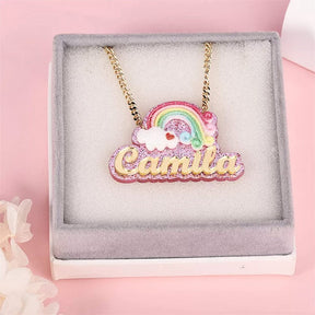 Personalized Rainbow Acrylic Name Necklace For Kids