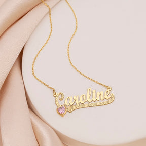 14K Gold Personalized Birthstone Name Necklace Children pendant