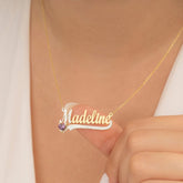 14K Gold Personalized Birthstone Name Necklace Children pendant