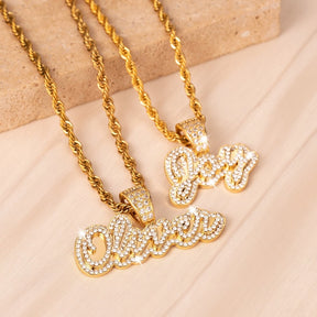 Diamond Name Nameplate Necklace Bling Crystal Personalized Necklace