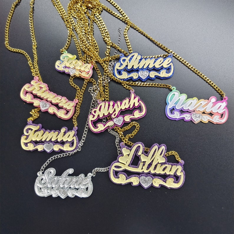 Custom Acrylic Colorful Name Necklace Gift For Her