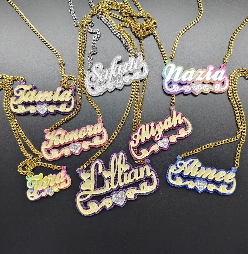 Custom Acrylic Colorful Name Necklace Gift For Her