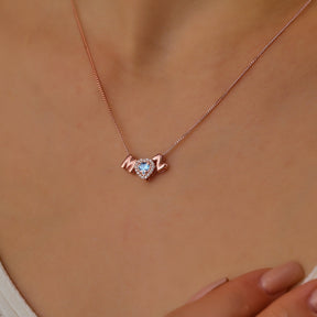 3D Letter Birthstone Bubble Necklace