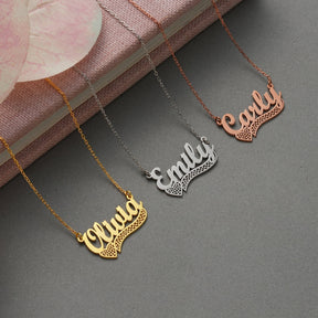 Heart and Name Necklace Personalised Engraaved pendant