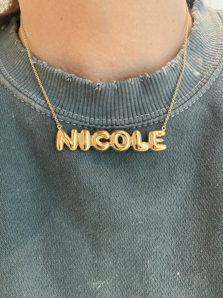 large bubble letter name necklace