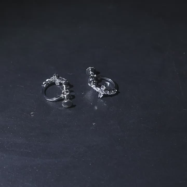 Hip Hop Zircon Black Spiral Clasp Cross Earrings