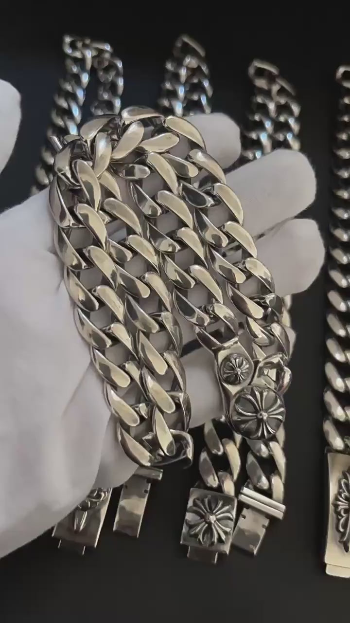 Chrome Hearts thick sword cross flower hip-hop necklace