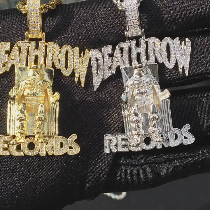 DEATHROW necklace inlaid with zircon and featuring hip-hop lettering