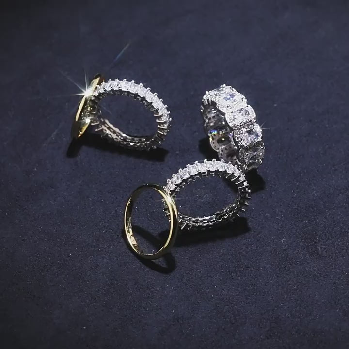 Cool and handsome men's hip-hop diamond-encrusted five-piece ring set