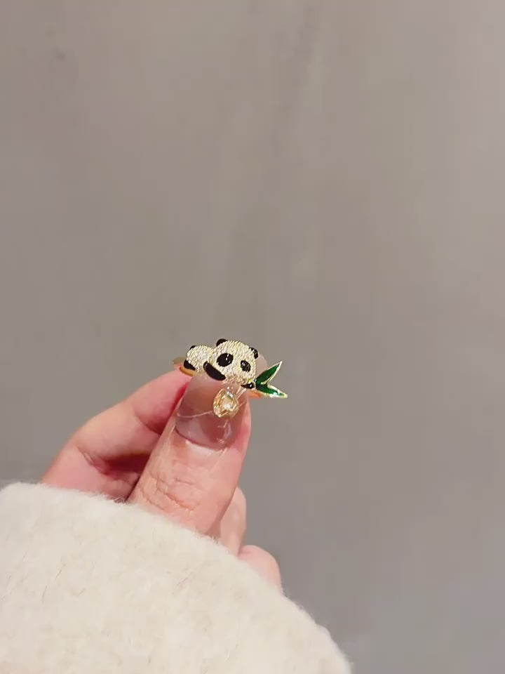 Cute panda bamboo ring girlfriends gift