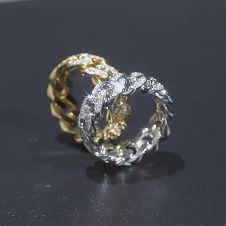 8mm Hip-hop Cubic Zirconia Cuban Link Ring
