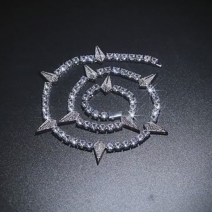 Hip-hop Black Panther zircon tennis chain